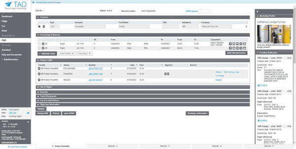 Travel Agent Desktop: PNR processing