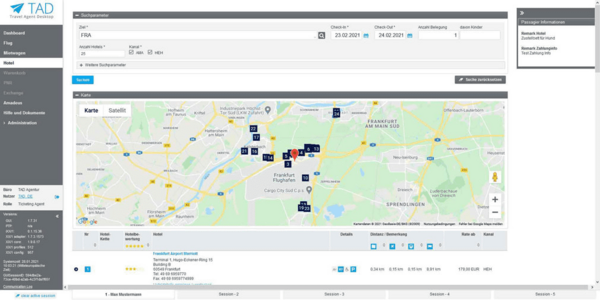  Travel Agent Desktop: Hotelsuche