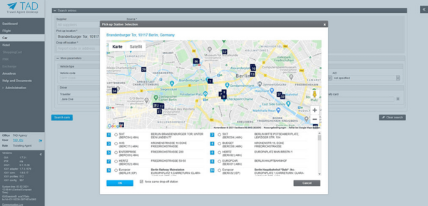 Travel Agent Desktop: Car rental search