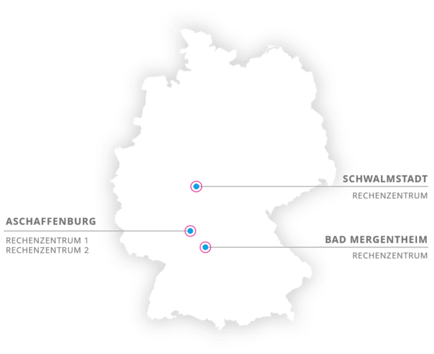 Deutschland Karte mit Rechenzentren
