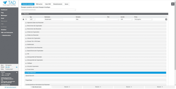 Travel Agent Desktop: Dashboard