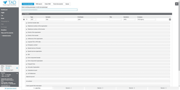 Travel Agent Desktop: Dashboard