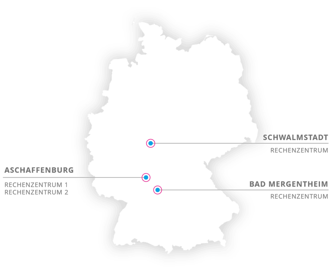 Deutschland Karte mit Rechenzentren