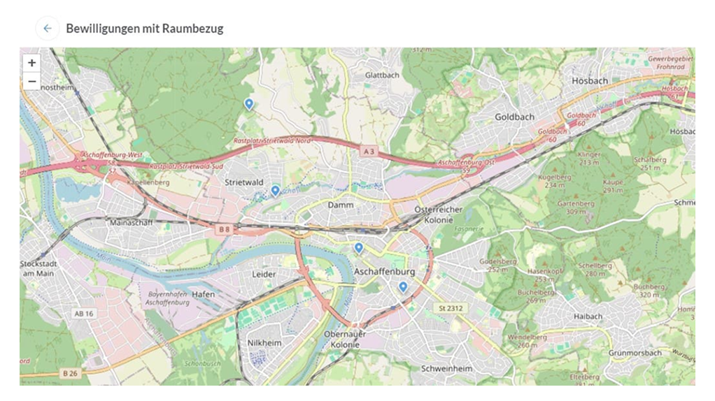 Darstellung von geförderten Projekten mit Raumbezog