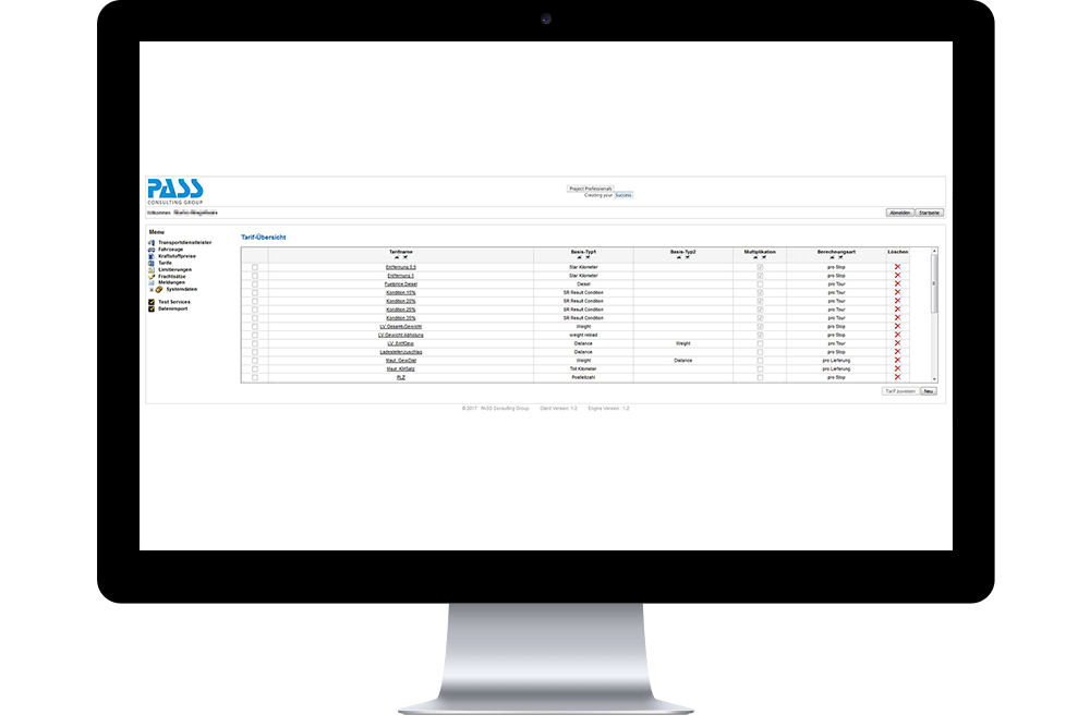 Tarife in der FCE Web App