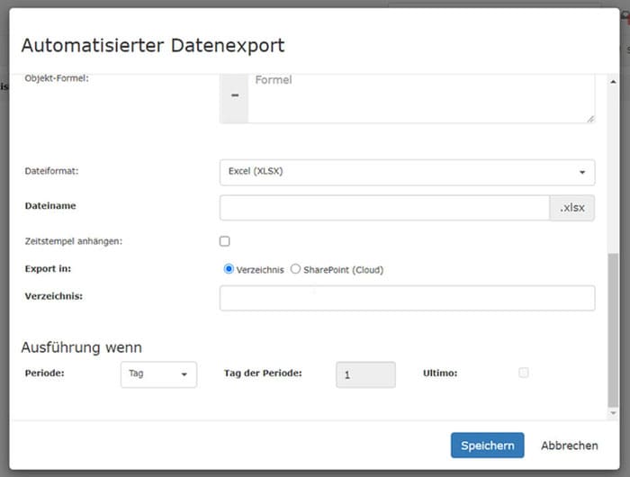 Beteiligungsmanagement: Automatischer Datenexport