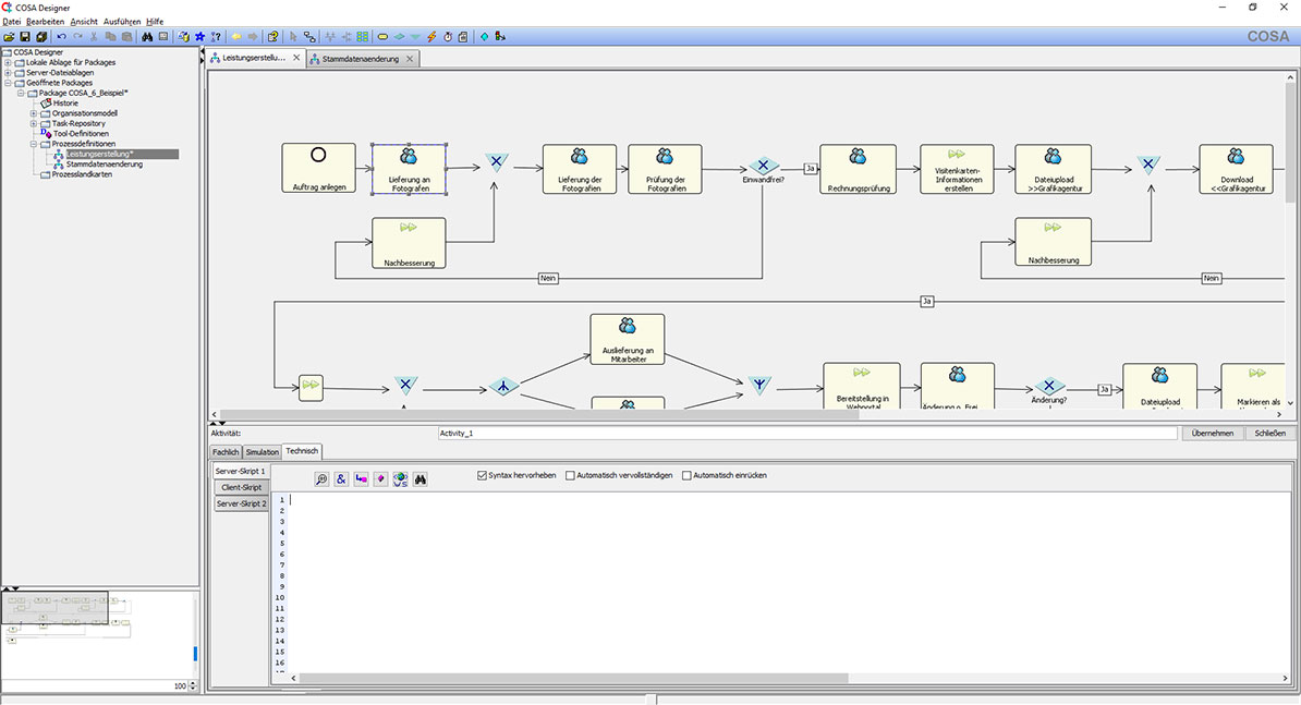 COSA Designer: Example Process Script