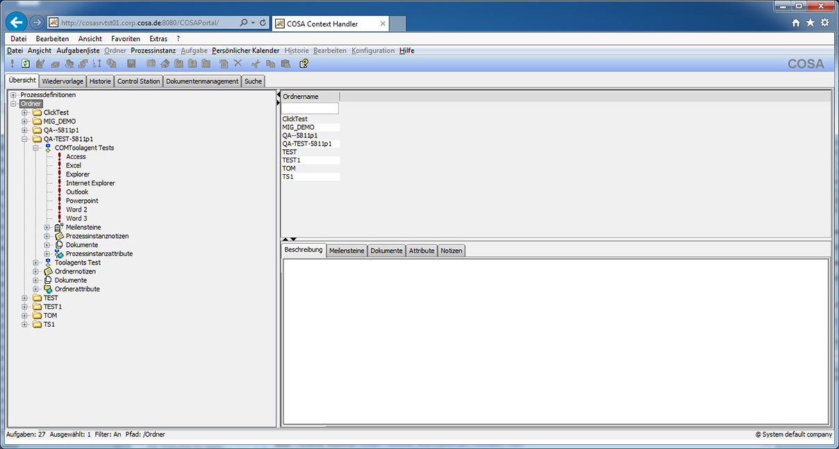 COSA Context Handler (CTH): Prozesse/Aktivitäten