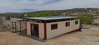 Solar panels on the roof of the kitchen